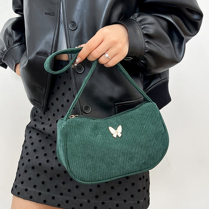 Francesca - Corduroy Shoulder Bag for Women with Butterfly Clasp