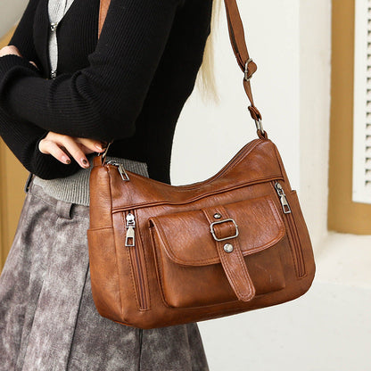 Norah - Retro Tactile Feel Shoulder Messenger Bag