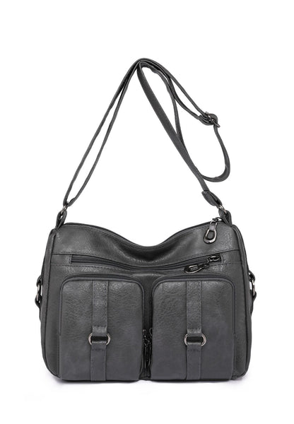 Livia - Solid Color PU Crossbody Bag For Women