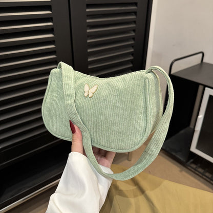 Francesca - Corduroy Shoulder Bag for Women with Butterfly Clasp